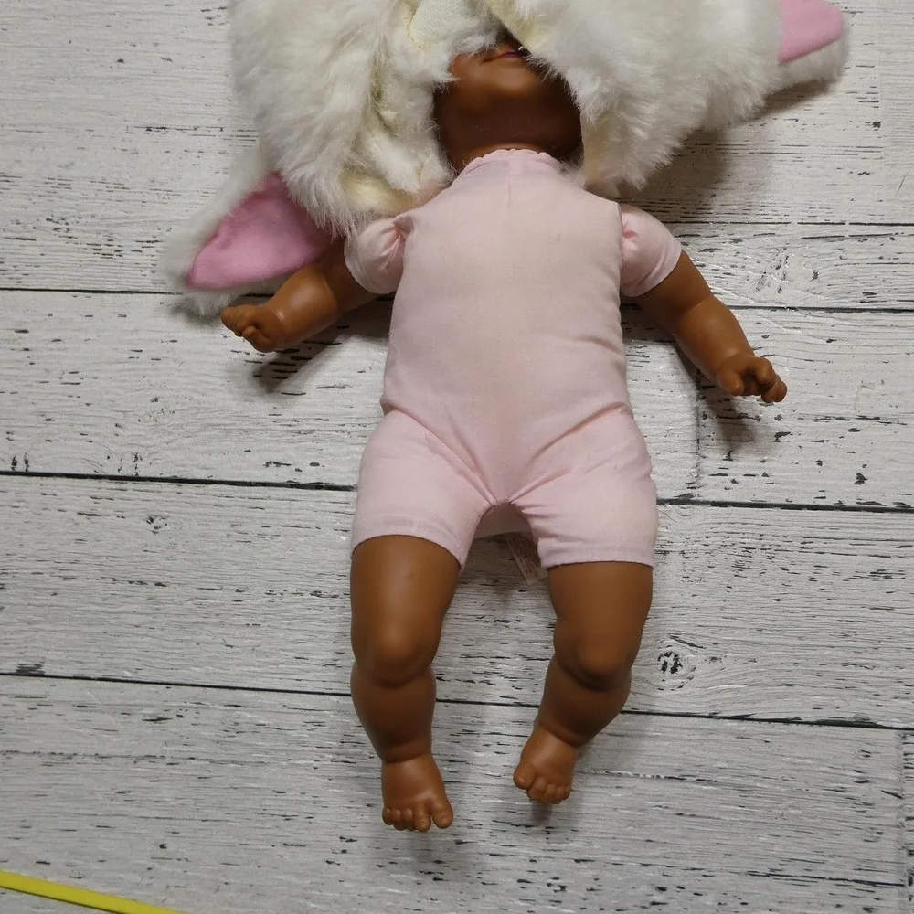 Vintage UNIMAX Toys 15in Baby Doll White Bunny Costume Soft Body Plush‎ Easter